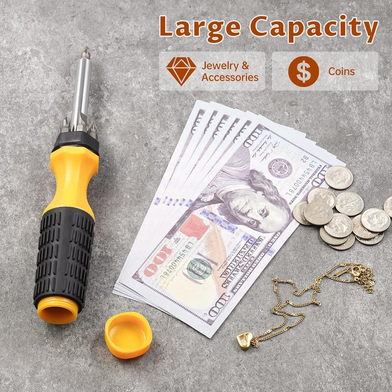 NiHome Screwdriver Diversion Safe, Hidden Storage Container for Cash, Steel Construction with Discreet Hollow Interior & Twist-Off Handle, Realistic Portable Secret Safe for Home and Travel Security - Image 2